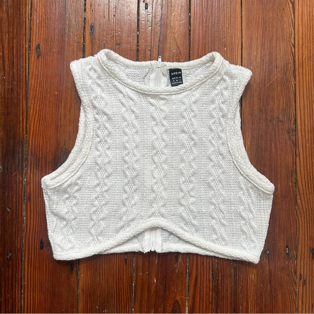 SHEIN white knitted crop sweater vest